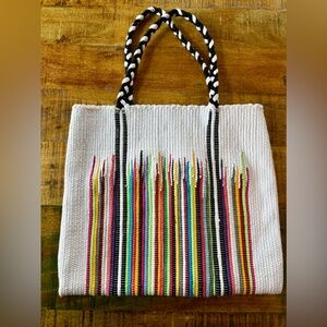 Upcycled Handmaid Multicolor Knit Large Tote Bag